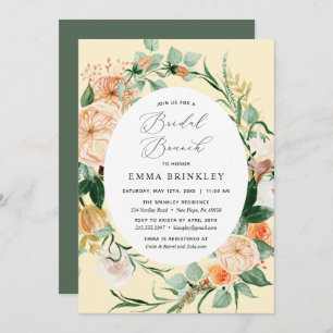 Invitation Botanique Boho Pastel Jaune Neutral Brunch nuptial