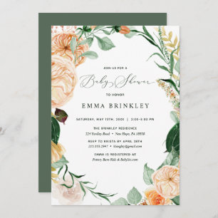 Invitation Botanique Boho Pastel Verdure Baby shower neutre
