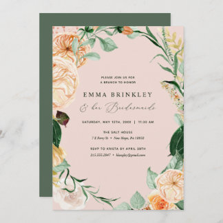 Invitation Botanique Boho rose Bridesservatrices Déjeuner Bru