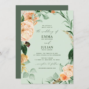 Invitation Botanique Boho Verdure Élégante Sage Vert Mariage