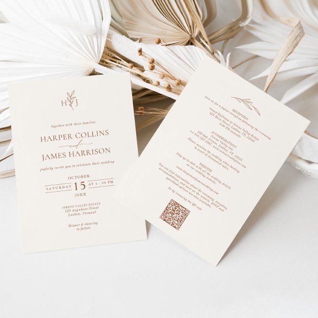 Invitation Botanique botanique minimale tout en un Mariage (Créateur téléchargé)