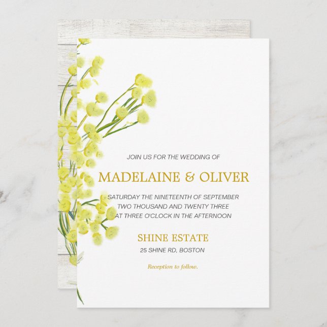 Invitation Botanique Botanique Rustique Bois Moderne Mariage (Devant / Derrière)