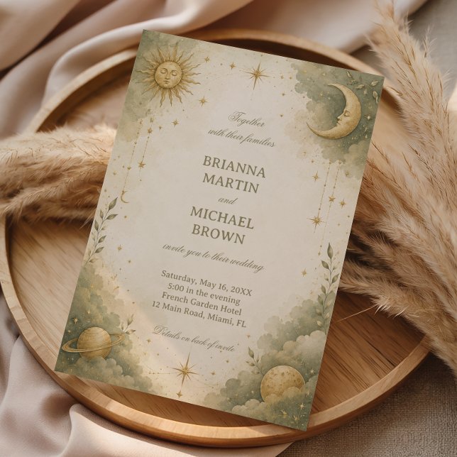 Invitation Botanique Céleste Vintage Douce (Créateur téléchargé)