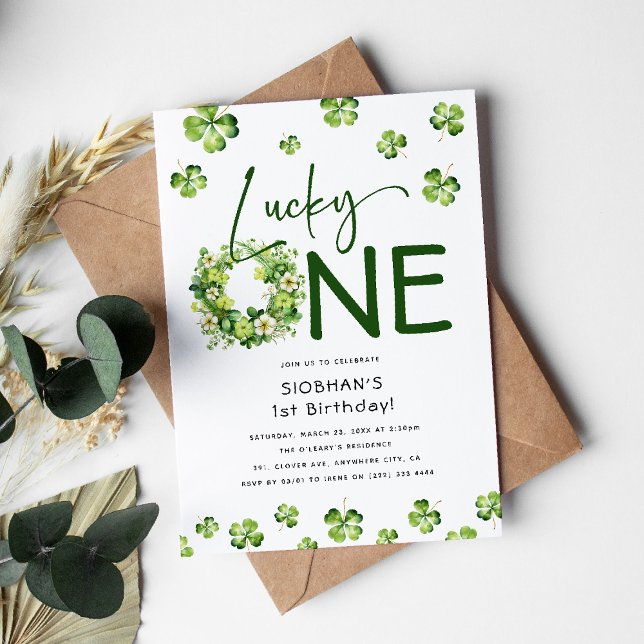Invitation Botanique Chanceux Un St Patrick Anniversaire 1ère (Créateur téléchargé)