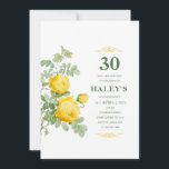 Invitation Botanique Chic Jaune & Vert Floral 30e anniversair<br><div class="desc">Botanique Chic Jaune & Vert Floral 30e Invitation anniversaire | Invitations d'anniversaire pour adultes | Yellow Color Elegant 30th Invitations | trente fêtes d'anniversaire</div>