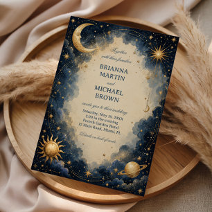 Invitation Botanique Cosmique Vintage Céleste