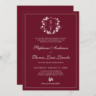 Invitation Botanique Crête Bourgogne Mariage QR Code
