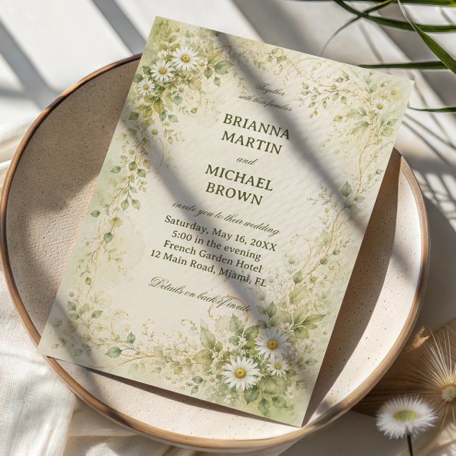 Invitation Botanique Daisy Vintage (Créateur téléchargé)