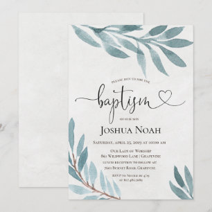 Invitation botanique de baptême à l'aquarelle