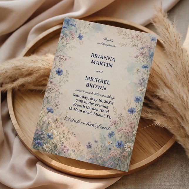 Invitation Botanique de fleur sauvage vintage (Créateur téléchargé)