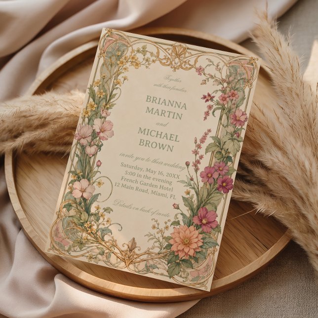 Invitation Botanique de fleur sauvage vintage (Créateur téléchargé)