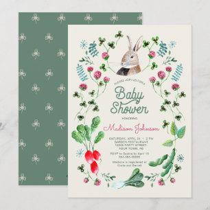 Invitation Botanique de lapin et de trèfle