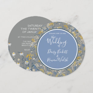 Invitation Botanique de marguerite Floral Jaune & Mariage ble