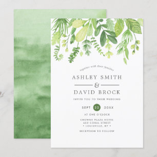 Invitation Botanique de mariage à l'aquarelle moderne de verd