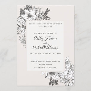 Invitation BOTANIQUE DESSINÉE À LA MAIN Design Moderne Flush