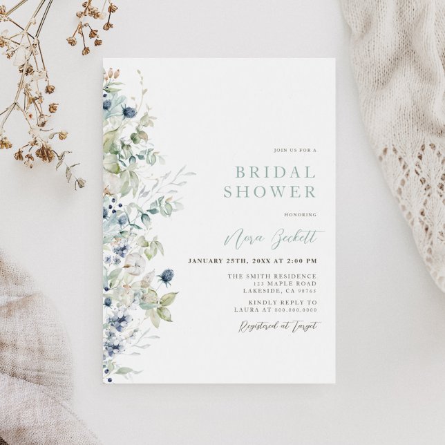 Invitation Botanique D'Hiver À La Douche Nuptiale (Créateur téléchargé)