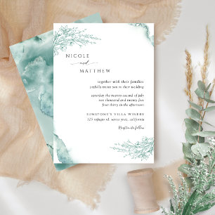 Invitation Botanique Elégant Argent Sage Aquarelle Mariage I