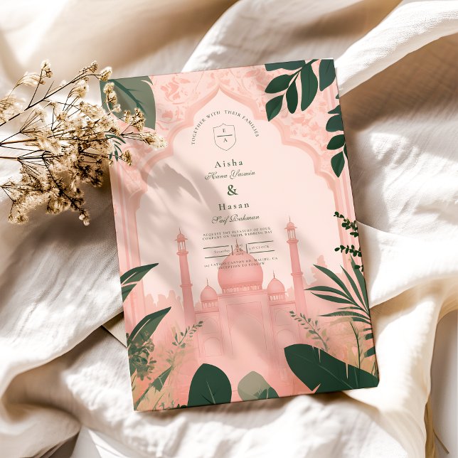 Invitation Botanique Élégant Floral Mariage islamique (Créateur téléchargé)