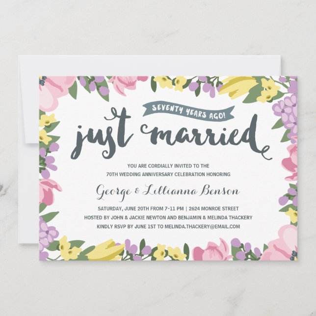 Invitation Botanique | Fête des 70 ans de mariage (Devant)