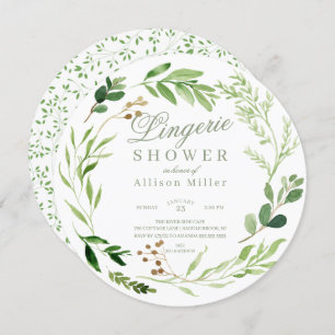 Invitation Botanique Feuille verte nuptiale Lingerie douche I