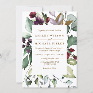 Invitation Botanique Floral Aquarelle Bordure Mariage moderne