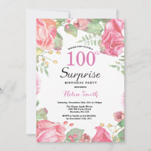 Invitation Botanique Floral Surprise 100e anniversaire