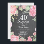 Invitation Botanique Floral Surprise 40e anniversaire Invitat<br><div class="desc">Botanique Floral Surprise 40e Invitation anniversaire. Floral Pink Peonies Invitation d'anniversaire pour les femmes. Fleur florale aquarelle. Elégante Rose rose et Fleurs de pivoine. Anniversaire adulte. Arrière - plan de tableau de bord. Noir et blanc. 13ème 15ème 16ème 18ème 20ème 21ème 30ème 40ème 50ème 60ème 70ème 80ème 90ème 100ème, tout...</div>