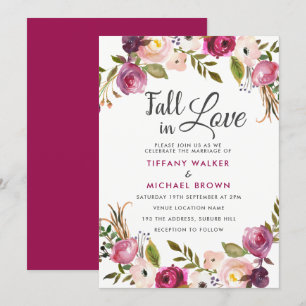 Invitation Botanique Floral Tombe Dans L'Amour Toutes Les Sai