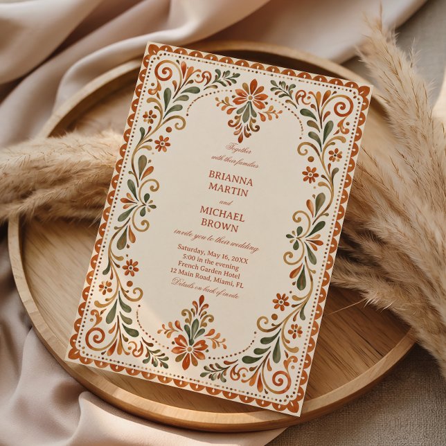 Invitation Botanique florale mexicaine folklorique rustique (Créateur téléchargé)