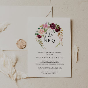 Invitation Botanique Florale Rustique I Do BBQ Engagement Par