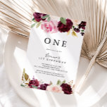 Invitation Botanique Florale Rustique Première fête d'anniver<br><div class="desc">Cette invitation à la fête de premier anniversaire fleurie rustique est parfaite pour une simple fête d'anniversaire. Le design présente de belles fleurs et des feuillages dessinés à la main et colorés,  élégamment arrangés en bouquets attrayants.</div>