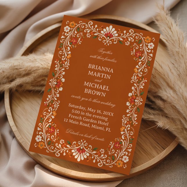 Invitation Botanique folklorique rustique élégante mexicaine (Créateur téléchargé)