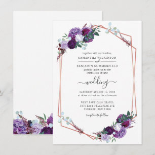 Invitation Botanique géométrique Floral Purple Mariage de ver