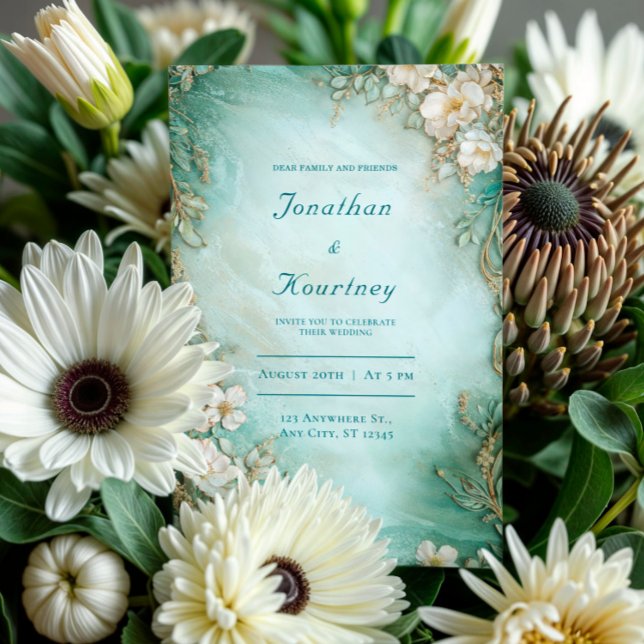 Invitation Botanique Gold & Sage Green Mariage Floral (Créateur téléchargé)