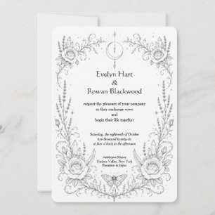 Invitation Botanique gothique noir et blanc