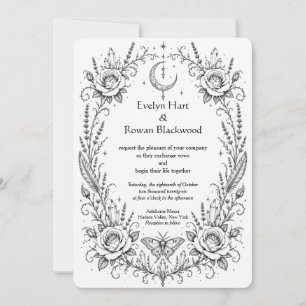 Invitation Botanique gothique noir et blanc