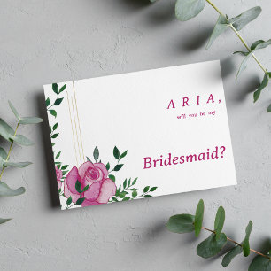 Invitation Botanique lilas vert or rose floral Bridesmaid
