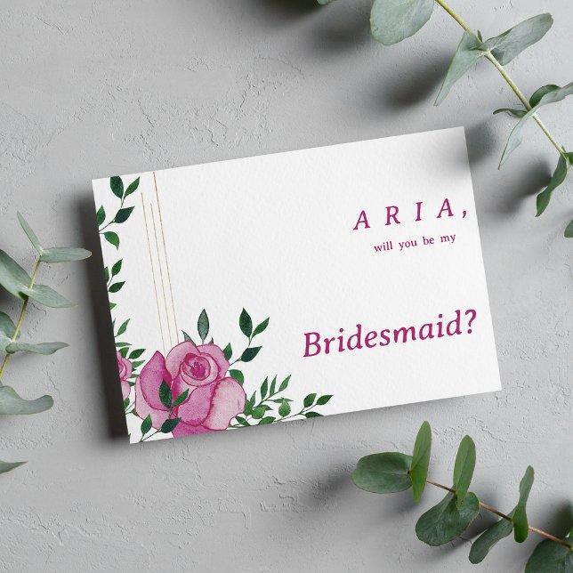 Invitation Botanique lilas vert or rose floral Bridesmaid (Botanic lilac green gold rose floral Bridesmaid )