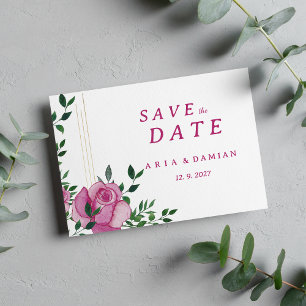 Invitation Botanique lilas vert or rose floral Enregistrer la