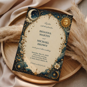 Invitation Botanique Lunaire Vintage Céleste