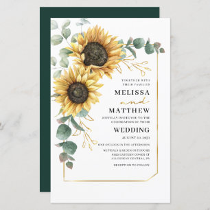 Invitation botanique Mariage de Sunflower Eucalypt