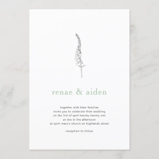 Invitation botanique, mariage floral minimal