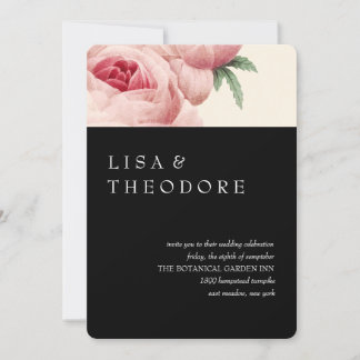 Invitation Botanique | Mariage noir vintage