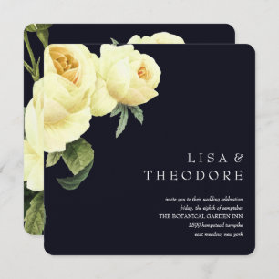 Invitation Botanique Mariage rose Vintage bleu jaune