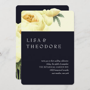 Invitation Botanique Mariage Vintage Jaune bleu