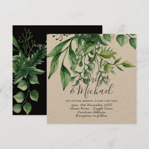 Invitation Botanique moderne Mariage manuscrit Kraft