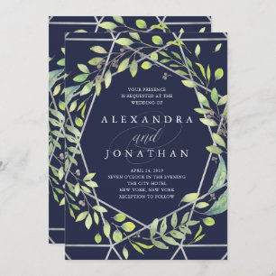 Invitation Botanique moderne   Mariage Silver Look