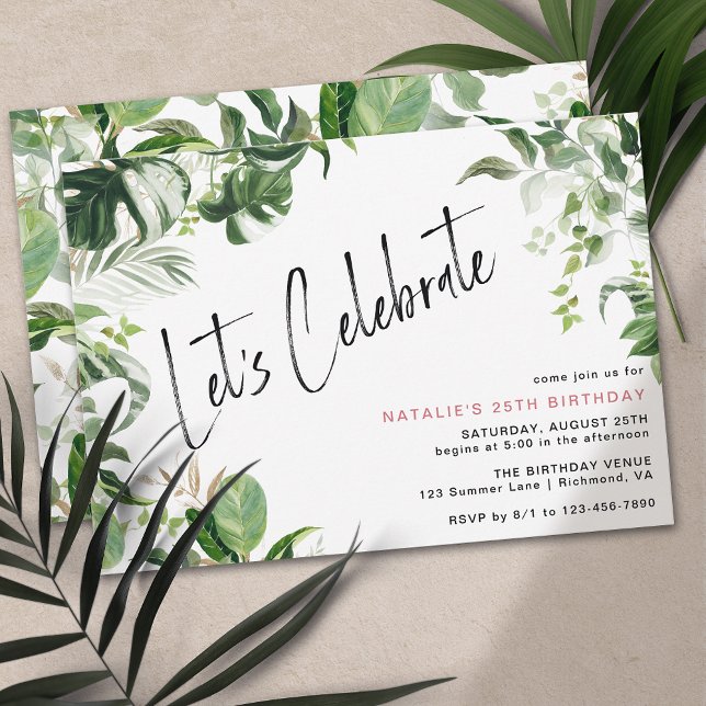 Invitation Botanique moderne | Thème tropical Anniversaire ad (Créateur téléchargé)