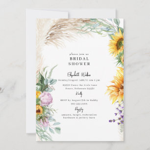 Invitation Botanique Pampas Sunflower Peony BridalDouche Bota