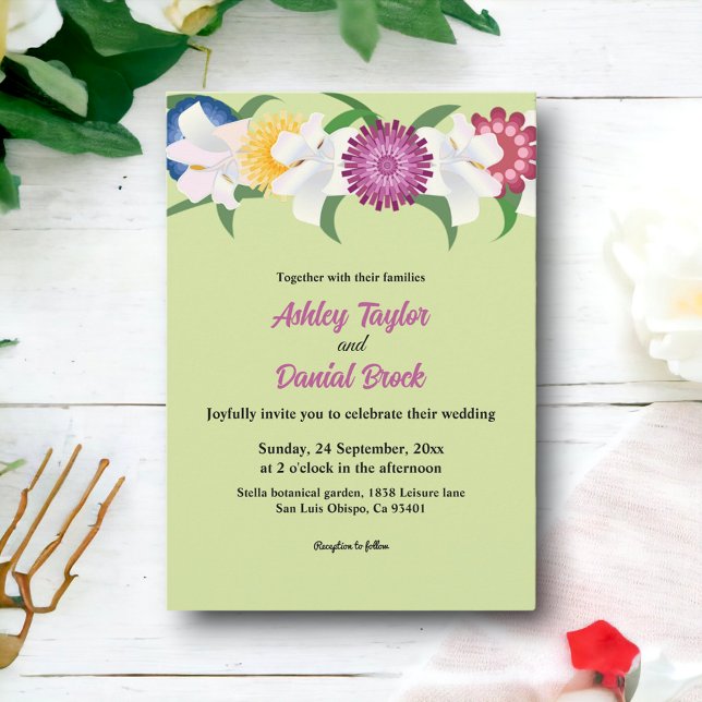 Invitation Botanique Pays Boho Roses Printemps Floral Mariage (Créateur téléchargé)